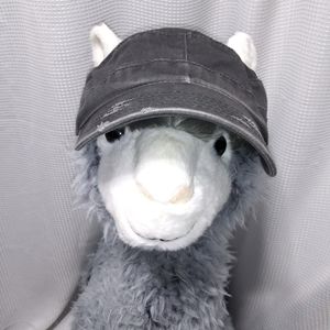 GRAY Distressed Cotton Newsboy CAP Hat For Girls Women W Pigtails Red Stitching